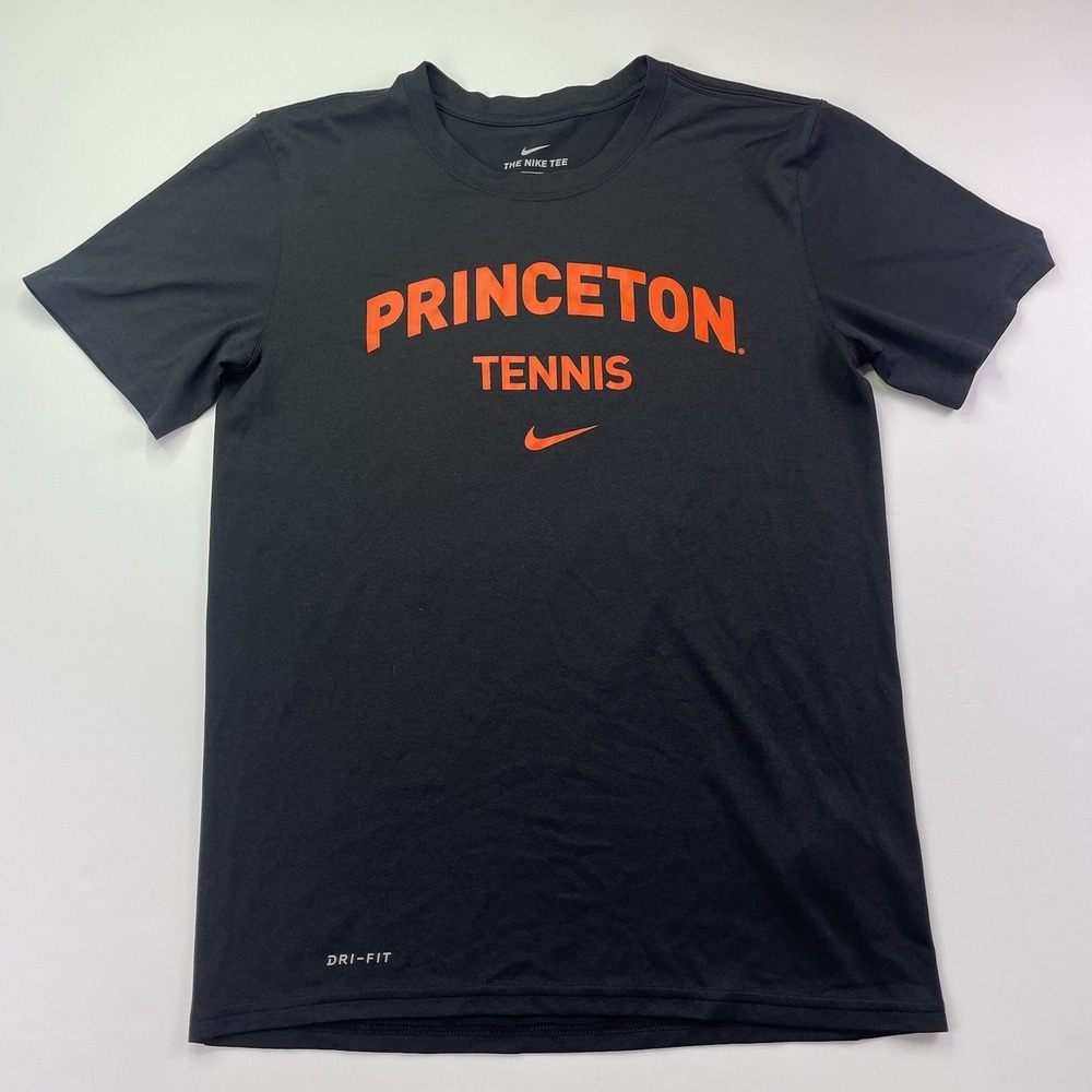 Nike Princeton Tennis T Shirt Men's S Dri Fit Athletic Top Black Orange Tiger NJ